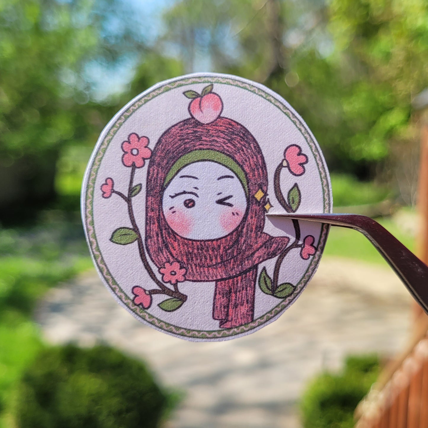 Sticker - Winking floral Peach Jabi