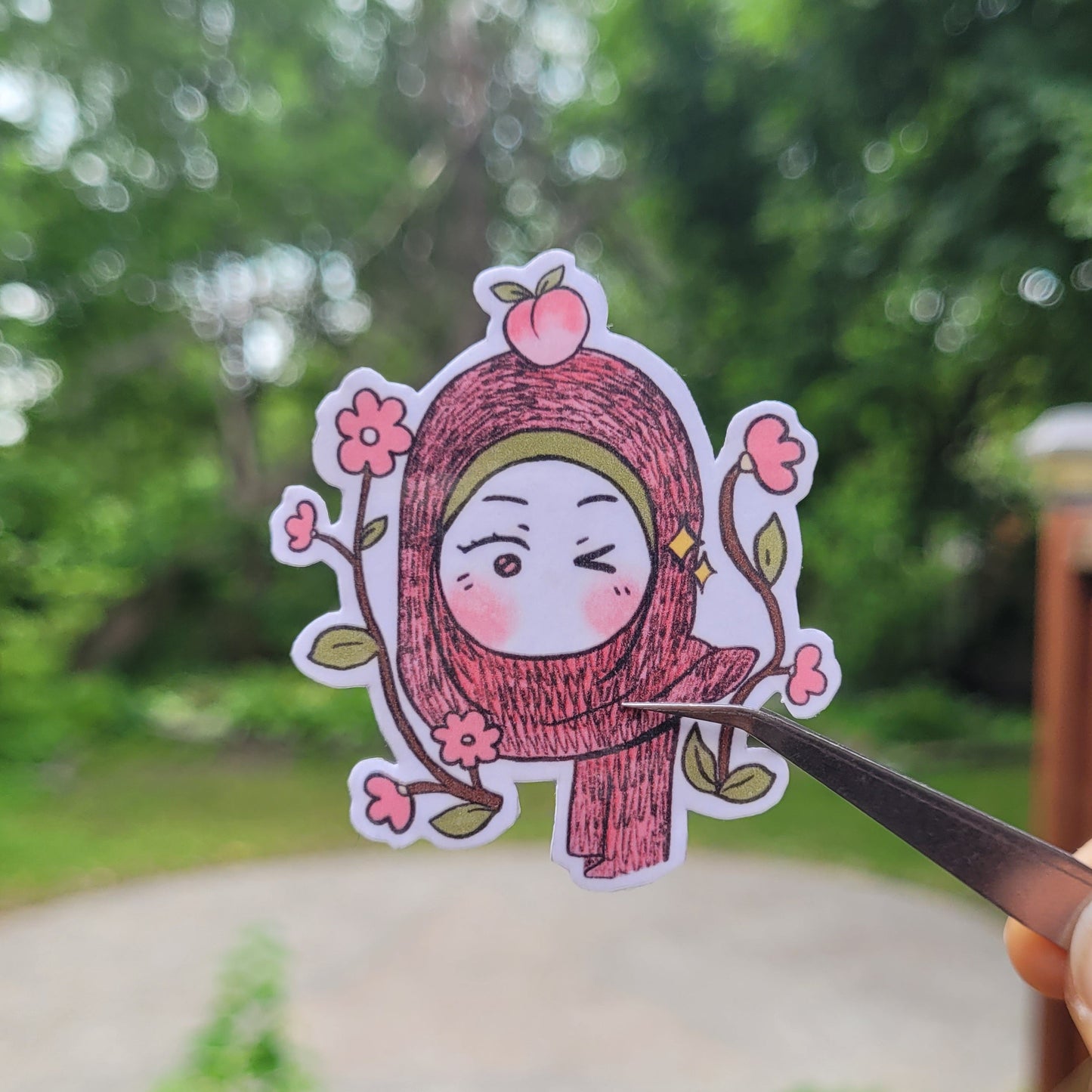 Sticker - Winking floral Peach Jabi