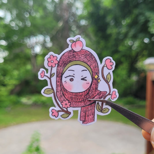 Sticker - Winking floral Peach Jabi